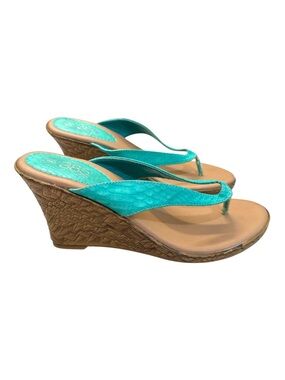 385 Fifth Turquoise Wedge Flip-Flop Sandals